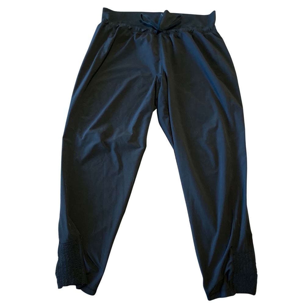 Athleta Black‎ Smocked Ankle Joggers Drawstring Pants Large L